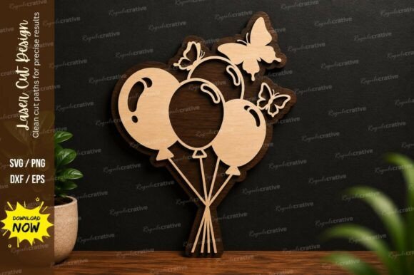 Balloon Butterfly Bouquet Laser Cut Svg