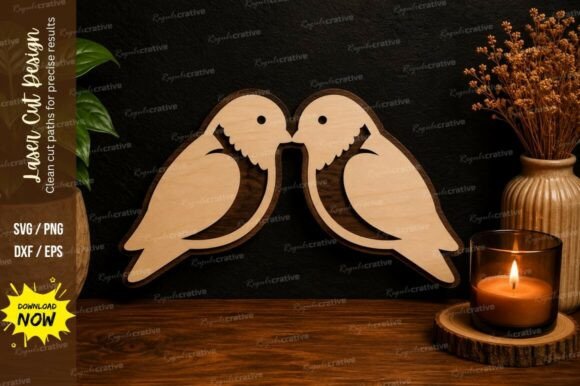 Beautiful Love Birds Wall Art SVG Laser Cut Svg for Your Projects