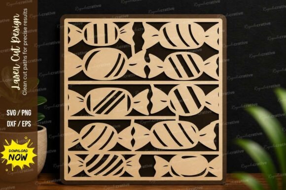 Candy Pattern Panel Laser Cut Svg File: Sweet Design for Precise Projects
