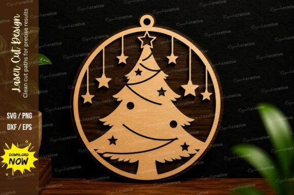 Christmas Tree Ornament SVG Laser Cut for Festive Crafts
