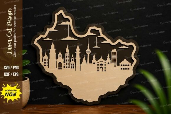 City Skyline Map SVG Laser Cut Wall Art