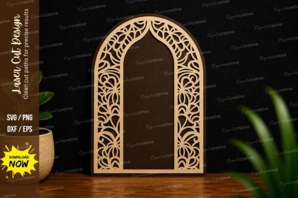Elegant Arch Window Frame SVG for Laser Cutting