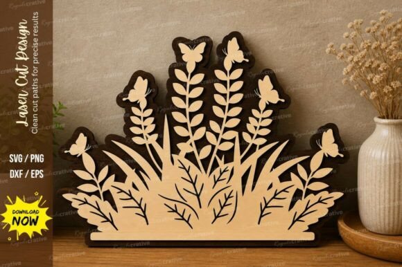 Elegant Butterfly Grass Decor for Laser Cutting Projects