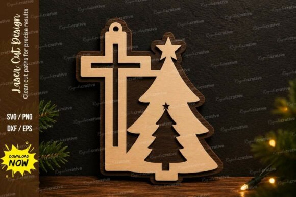 Elegant Cross Christmas Tree Laser Cut SVG D for Festive Crafts