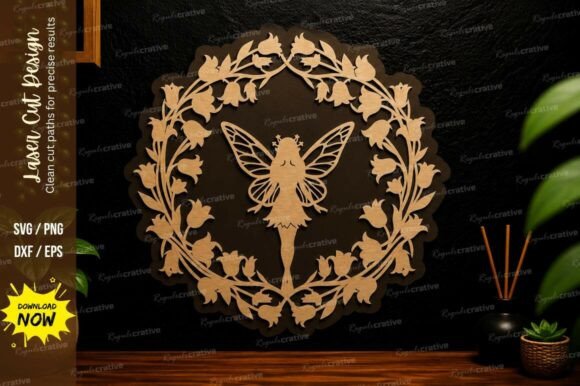 Fairy Leaf Wreath SVG: Elegant Laser Cut Design