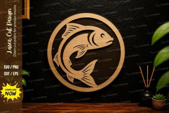Fish Circle Ornament Laser Cut Svg: Elegant Design for Your Projects