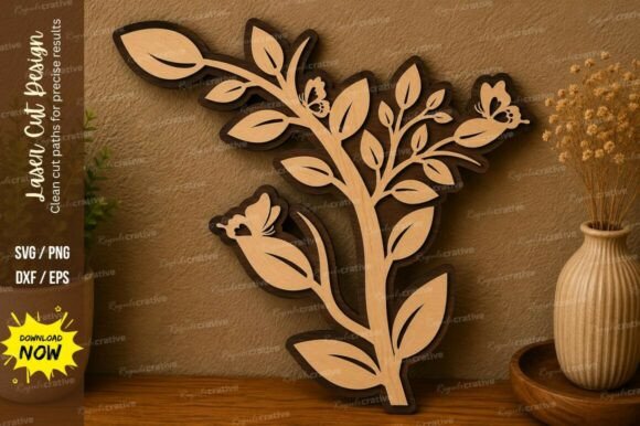 Floral Branch Art: Elegant Laser Cut SVG Designs