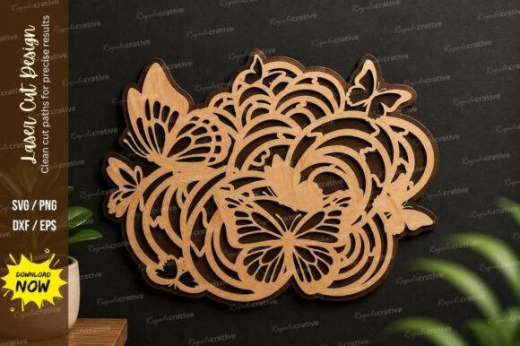 Floral Butterfly Cluster Laser Cut Svg for Elegant Projects