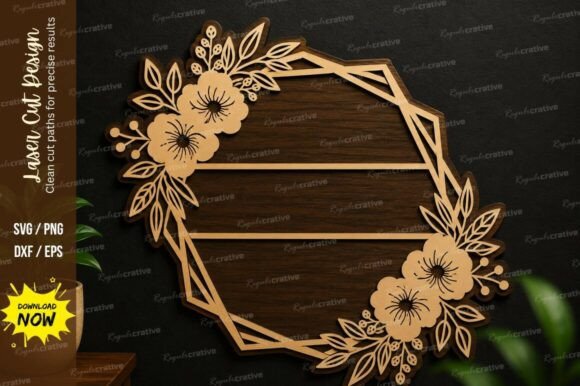 Geometric Floral Frame SVG Hibiscus