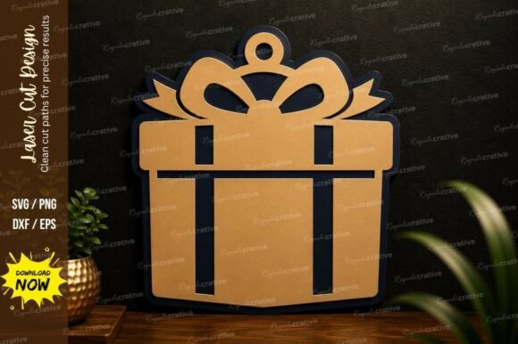 Gift Box Ornament Laser Cut SVG Design