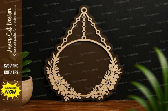 Hanging Floral Wreath Laser Cut SVG: Elegant Design Files