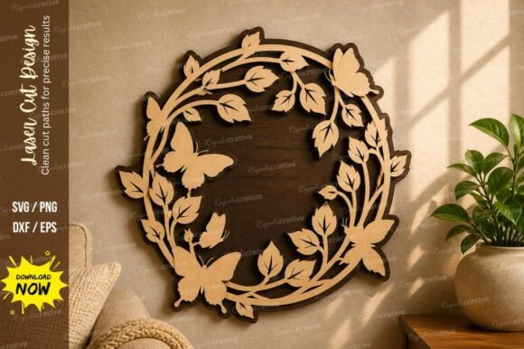 Leaf Butterfly Wreath SVG: Elevate Your Laser Cut Crafts