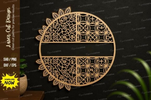 Mandala Circle Frame Laser Cut SVG: Elegant Design for Precise Cuts