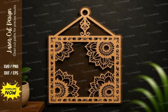Mandala Square Ornament Laser Cut Svg