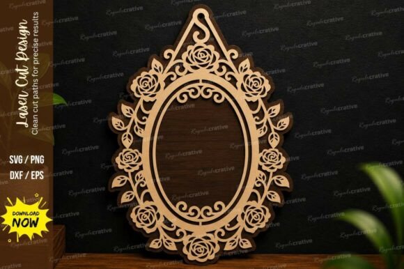 Ornate Oval Ornament SVG Laser Cut for Elegant Design