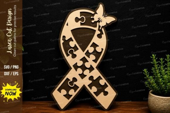 Precision Design for Awareness: The Autism Ribbon Laser Cut SVG