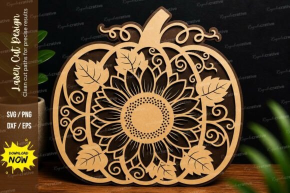Pumpkin Floral Laser Cut Wall Art Decor: A Premium Design File Set
