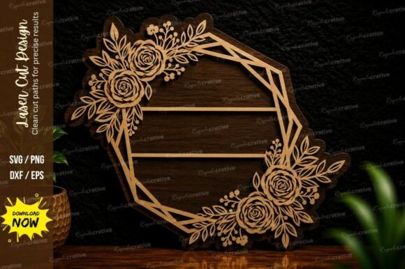 Rose Geometric Frame Laser Cut Svg