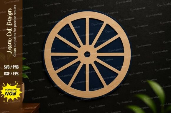 Rustic Wagon Wheel SVG Laser Cut Wall Design