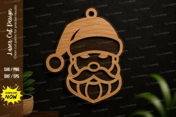 Santa Face Ornament Laser Cut SVG Design
