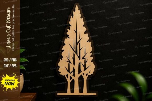 Tall Pine Tree Laser Cut SVG Design: Nature-Inspired Craft Files