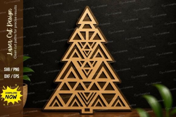 Triangle Pattern Christmas Tree Laser Design for Festive Crafting